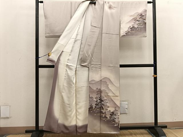 平和屋着物■訪問着 遠山樹林文 暈し染め 金銀彩 正絹 逸品 BAAW3678mz