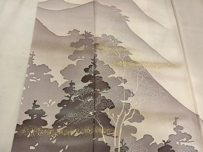 平和屋着物■訪問着 遠山樹林文 暈し染め 金銀彩 正絹 逸品 BAAW3678mz