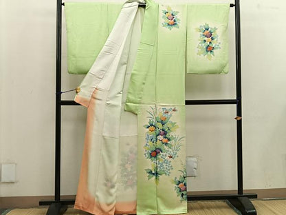 平和屋着物■訪問着 草花文 暈し染め 金彩 正絹 逸品 BAAW3679mz