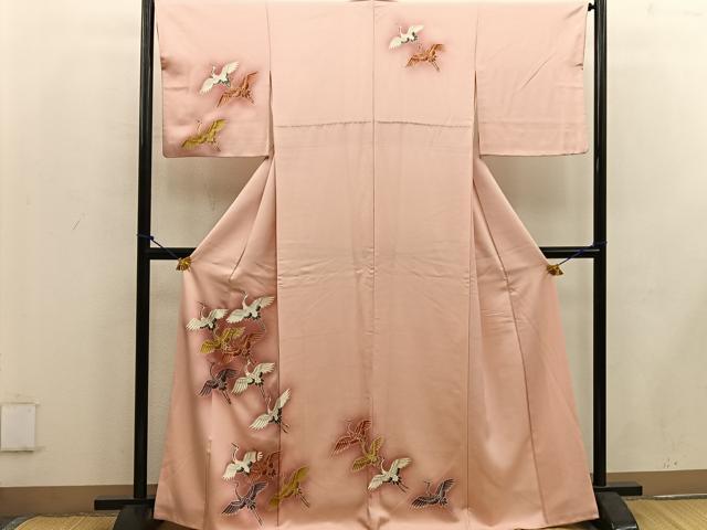 平和屋着物■訪問着 飛鶴文 暈し染め 金彩 正絹 逸品 BAAW3680mz