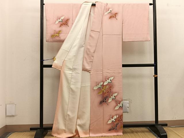 平和屋着物■訪問着 飛鶴文 暈し染め 金彩 正絹 逸品 BAAW3680mz