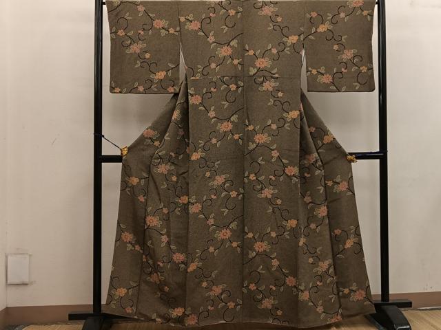 平和屋着物■上質な小紋 花唐草文 正絹 逸品 BAAW3685mz