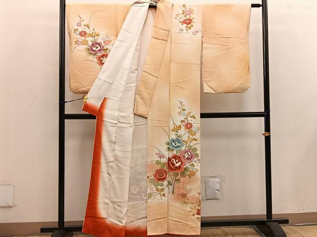 平和屋着物■訪問着 枝花文 暈し染め 金彩 正絹 逸品 BAAW3694mz