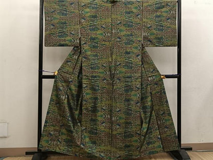 平和屋着物■上質な紬　幾何学文様　正絹　逸品　BAAW3701mz
