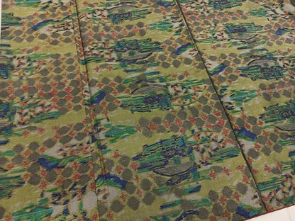 平和屋着物■上質な紬　幾何学文様　正絹　逸品　BAAW3701mz
