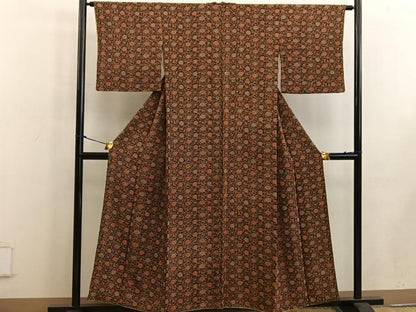 平和屋着物■上質な小紋 更紗花文 正絹 逸品 BAAW3716mz