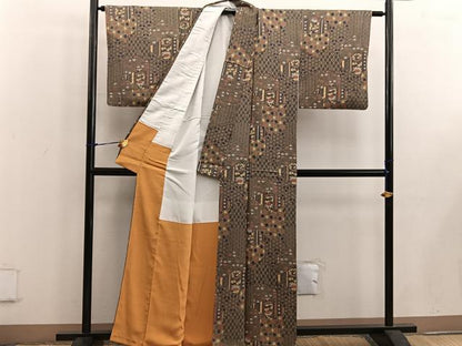 平和屋着物■上質な小紋 麻の葉更紗花文 正絹 逸品 BAAW3722mz