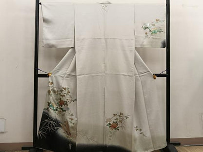 平和屋着物■訪問 飛鶴花文 暈し染め 金彩 正絹 逸品 BAAW3744mz