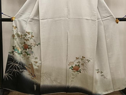 平和屋着物■訪問 飛鶴花文 暈し染め 金彩 正絹 逸品 BAAW3744mz