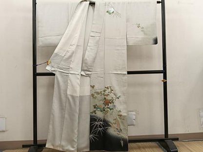 平和屋着物■訪問 飛鶴花文 暈し染め 金彩 正絹 逸品 BAAW3744mz