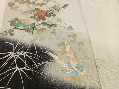 平和屋着物■訪問 飛鶴花文 暈し染め 金彩 正絹 逸品 BAAW3744mz