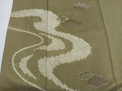 平和屋着物■訪問着 スワトウ刺繍 絞り 雲重ね流水文 正絹 逸品 BAAW3746mz