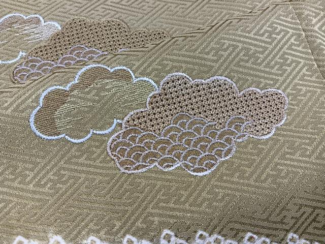 平和屋着物■訪問着 スワトウ刺繍 絞り 雲重ね流水文 正絹 逸品 BAAW3746mz