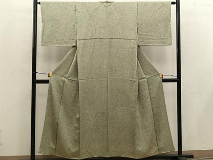 平和屋着物■上質な小紋 正絹 草葉文 たたき染め 逸品 BAAW3755mz