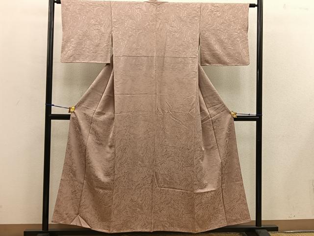 平和屋着物■上質な色無地 墨流し地紋 薄香色 西武扱い 正絹 逸品 BAAW3773mz