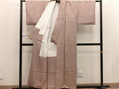 平和屋着物■上質な色無地 墨流し地紋 薄香色 西武扱い 正絹 逸品 BAAW3773mz