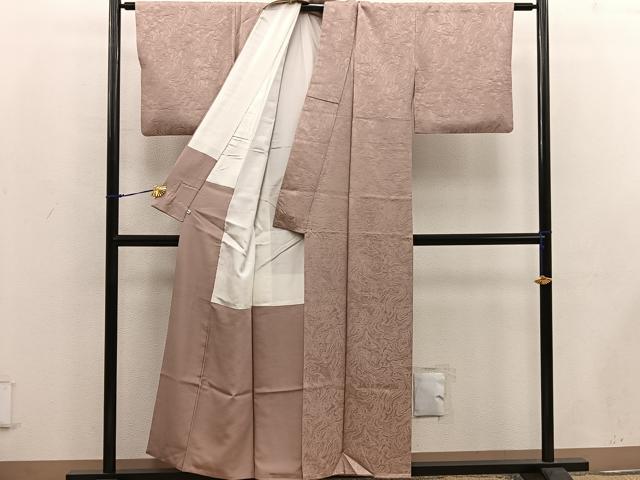 平和屋着物■上質な色無地 墨流し地紋 薄香色 西武扱い 正絹 逸品 BAAW3773mz