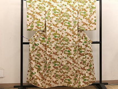 平和屋着物■上質な小紋 型染め 舞蝶梅花文 正絹 逸品 BAAW3780mz