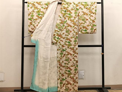 平和屋着物■上質な小紋 型染め 舞蝶梅花文 正絹 逸品 BAAW3780mz