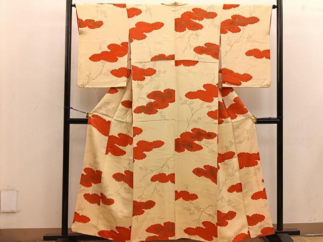平和屋着物■上質な小紋 雲重ね枝花文 金彩 正絹 逸品 BAAW3781mz