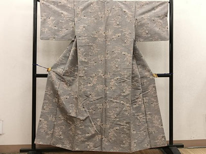 平和屋着物■上質な紬　草花文　正絹　逸品　BAAW3787mz