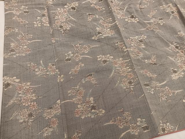 平和屋着物■上質な紬　草花文　正絹　逸品　BAAW3787mz
