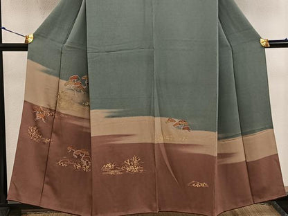 平和屋着物■訪問着 刺繍 松 金彩 正絹 逸品 BAAW3791mz