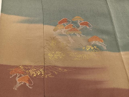 平和屋着物■訪問着 刺繍 松 金彩 正絹 逸品 BAAW3791mz