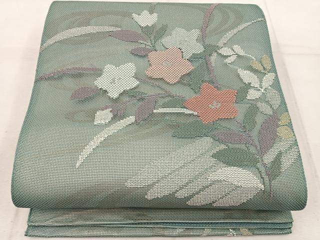 平和屋着物＊夏物　太鼓柄　本袋帯　枝花文　金銀糸　正絹　逸品　BAAW3800mz