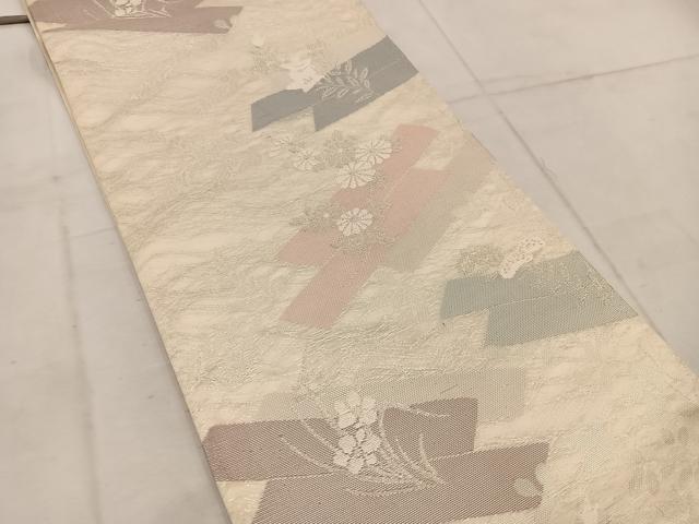 平和屋着物＊夏物 六通柄袋帯 菊花文 銀糸 正絹 逸品 BAAW3802mz