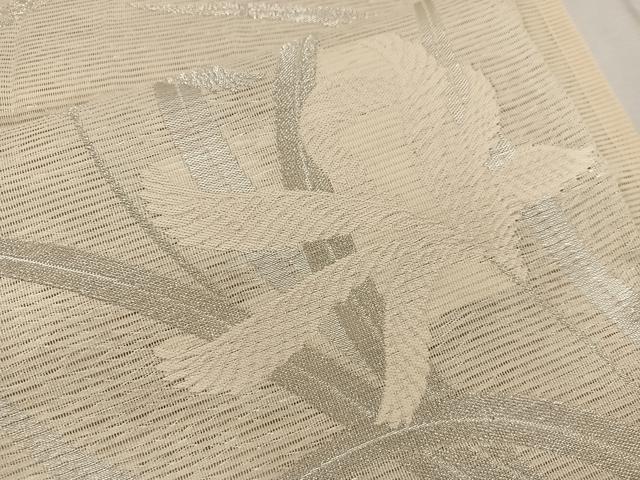 平和屋着物＊夏物 六通柄袋帯 草葉文 銀糸 正絹 逸品 BAAW3805mz
