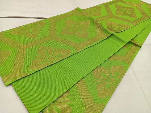 平和屋着物＊夏物 六通柄 本袋帯 亀甲花文 金糸 正絹 逸品 BAAW3810mz