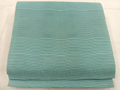平和屋着物＊夏物　八寸名古屋帯　絽綴れ　横段文　青竹色　正絹　逸品　BAAW3819mz