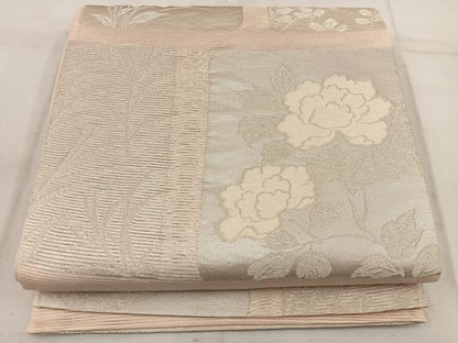 平和屋着物＊夏物 六通柄袋帯 牡丹花文 銀糸 正絹 逸品 BAAW3820mz