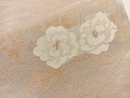 平和屋着物＊夏物　六通柄袋帯　色紙花文　金糸　正絹　逸品　BAAW3823mz