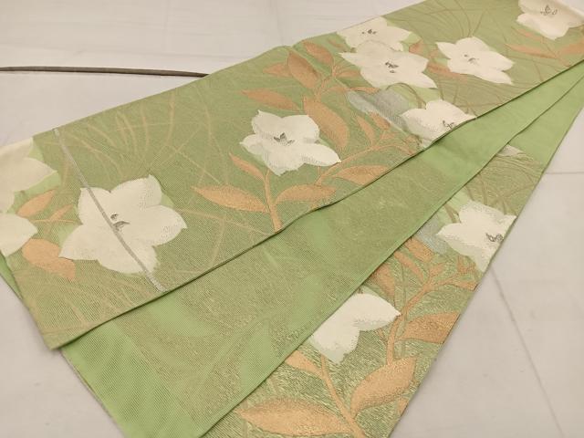 平和屋着物＊夏物　六通柄袋帯　草花文　金銀糸　正絹　逸品　BAAW3828mz