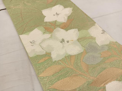 平和屋着物＊夏物　六通柄袋帯　草花文　金銀糸　正絹　逸品　BAAW3828mz