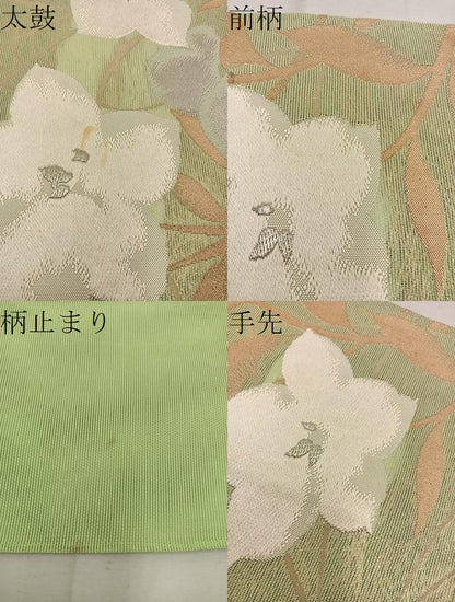 平和屋着物＊夏物　六通柄袋帯　草花文　金銀糸　正絹　逸品　BAAW3828mz