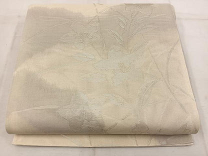 平和屋着物＊夏物 両面 六通柄袋帯 草花文 銀糸 正絹 逸品 BAAW3829mz