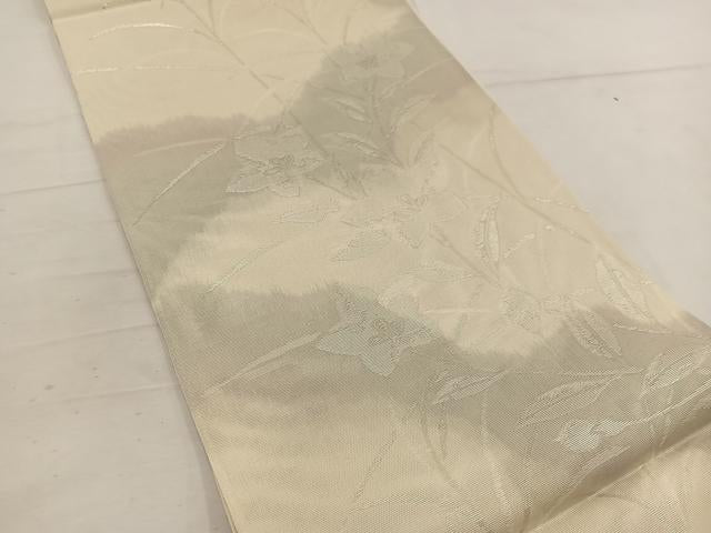 平和屋着物＊夏物 両面 六通柄袋帯 草花文 銀糸 正絹 逸品 BAAW3829mz