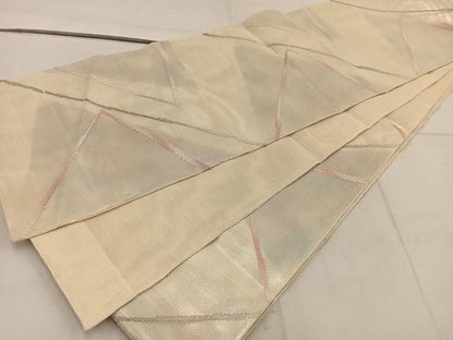 平和屋着物＊夏物 六通柄 本袋帯 幾何学文様 銀糸 正絹 逸品 BAAW3831mz
