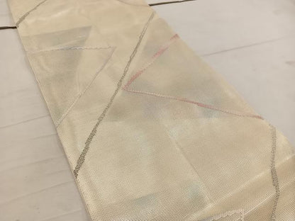 平和屋着物＊夏物 六通柄 本袋帯 幾何学文様 銀糸 正絹 逸品 BAAW3831mz