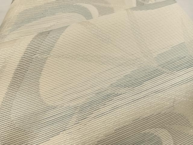 平和屋着物＊夏物　六通柄袋帯　流水草葉文　銀糸　正絹　逸品　BAAW3838mz