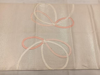 平和屋着物◎太鼓柄袋帯 総刺繍 結紐文 正絹 逸品 BAAW3841mz