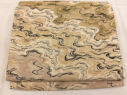 平和屋着物◎六通柄 京袋帯 本袋帯 流水文 金糸 正絹 逸品 BAAW3845mz