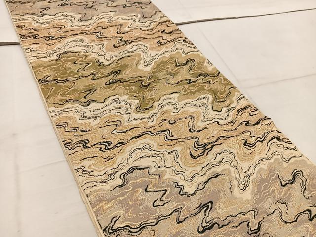平和屋着物◎六通柄 京袋帯 本袋帯 流水文 金糸 正絹 逸品 BAAW3845mz