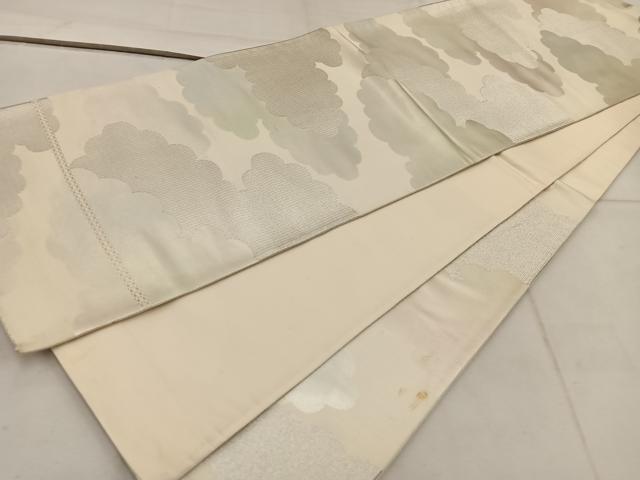 平和屋着物◎六通柄袋帯　雲重ね文　銀糸　正絹　逸品　BAAW3852mz
