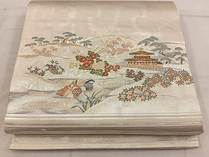 平和屋着物◎太鼓柄袋帯　名勝　金閣寺　正絹　逸品　BAAW3867mz