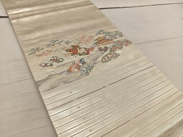 平和屋着物◎太鼓柄袋帯　名勝　金閣寺　正絹　逸品　BAAW3867mz