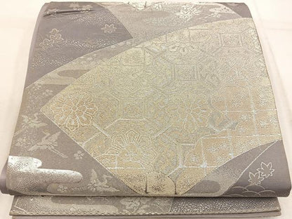平和屋着物◎六通柄袋帯　地紙重ね蜀江花文　金銀糸　正絹　逸品　BAAW3871mz